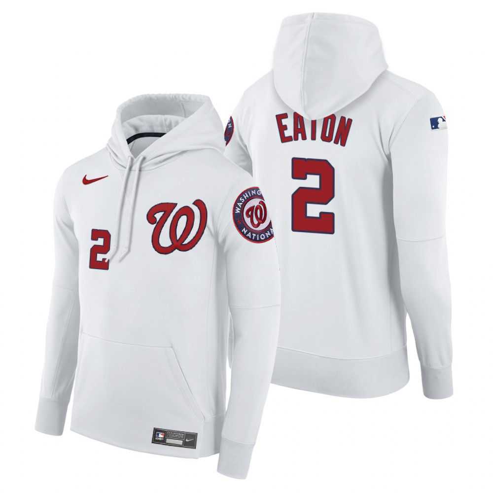 Men Washington Nationals 2 Eaton white home hoodie 2021 MLB Nike Jerseys